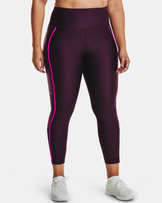 Women's HeatGear® Armour No-Slip Waistband Shine Mesh Full-Length Leggings, Purple, pdpMainDesktop image number 0